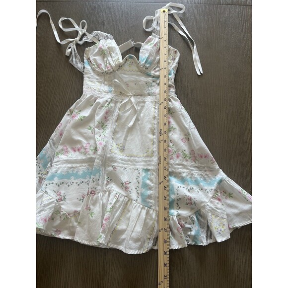 Revolve For Love & Lemons Dress Shea Mini Floral Ivory Size XXS - Picture 8 of 9